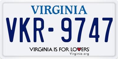 VA license plate VKR9747