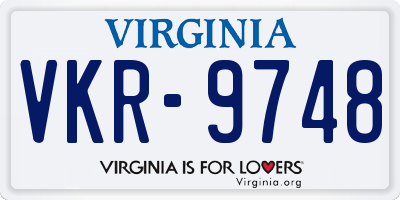 VA license plate VKR9748