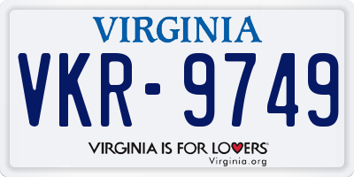VA license plate VKR9749