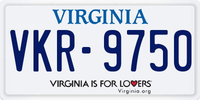 VA license plate VKR9750
