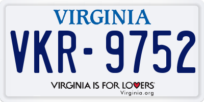 VA license plate VKR9752