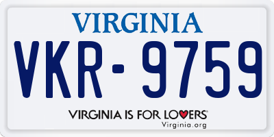 VA license plate VKR9759