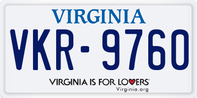 VA license plate VKR9760