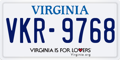 VA license plate VKR9768
