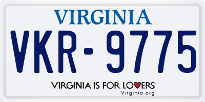 VA license plate VKR9775