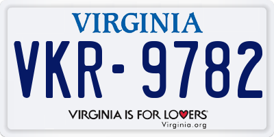 VA license plate VKR9782