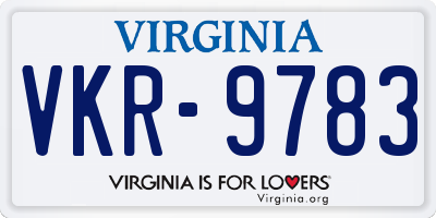 VA license plate VKR9783