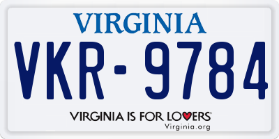 VA license plate VKR9784