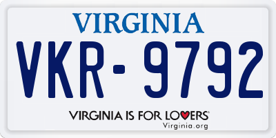VA license plate VKR9792