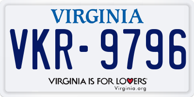 VA license plate VKR9796