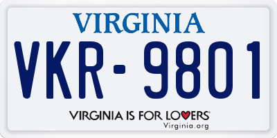 VA license plate VKR9801