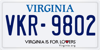 VA license plate VKR9802