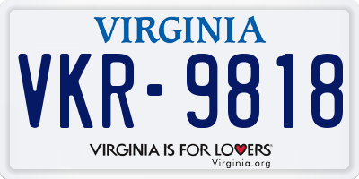 VA license plate VKR9818