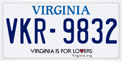 VA license plate VKR9832