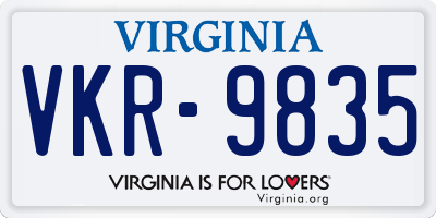 VA license plate VKR9835