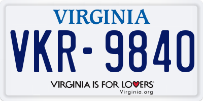 VA license plate VKR9840