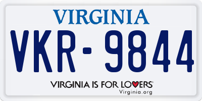 VA license plate VKR9844