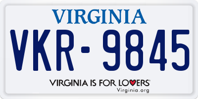 VA license plate VKR9845
