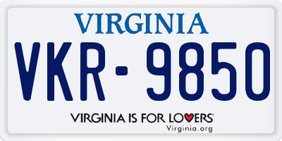 VA license plate VKR9850