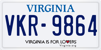 VA license plate VKR9864