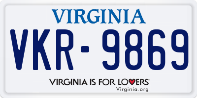 VA license plate VKR9869