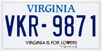 VA license plate VKR9871
