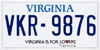 VA license plate VKR9876
