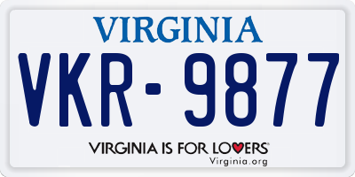 VA license plate VKR9877