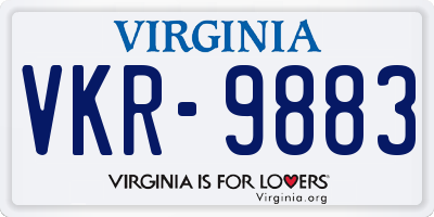 VA license plate VKR9883