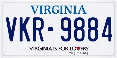 VA license plate VKR9884
