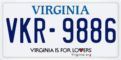 VA license plate VKR9886