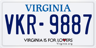 VA license plate VKR9887