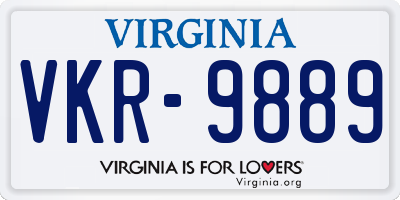 VA license plate VKR9889