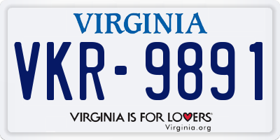 VA license plate VKR9891