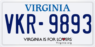 VA license plate VKR9893