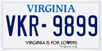 VA license plate VKR9899