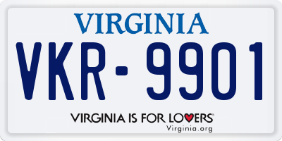 VA license plate VKR9901