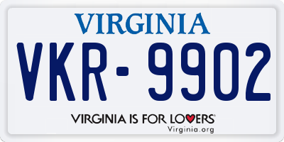 VA license plate VKR9902