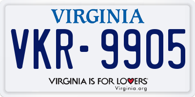 VA license plate VKR9905