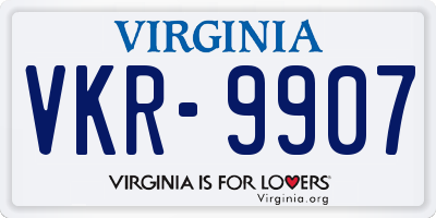 VA license plate VKR9907