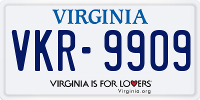 VA license plate VKR9909