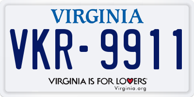 VA license plate VKR9911