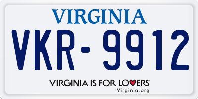 VA license plate VKR9912