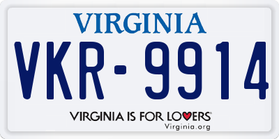 VA license plate VKR9914