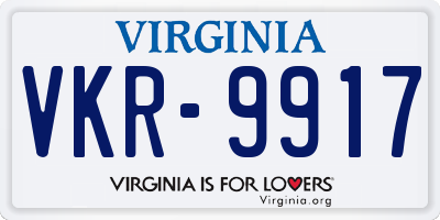 VA license plate VKR9917