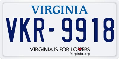 VA license plate VKR9918