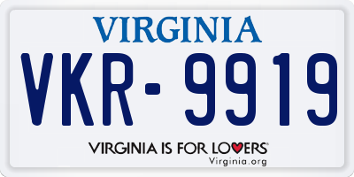 VA license plate VKR9919