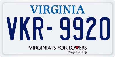 VA license plate VKR9920