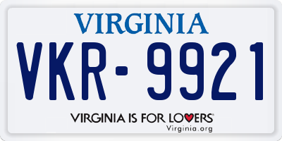 VA license plate VKR9921