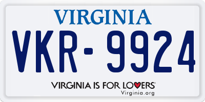 VA license plate VKR9924